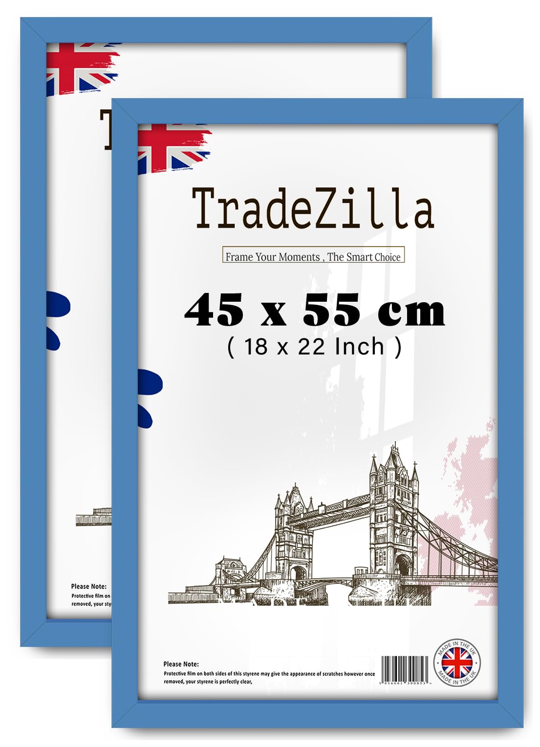 TradeZilla pack of 2 Medium 1' 6" x 1' 10" Blue Poster Frame (45 x 55 CM) - Bedroom, Dining Room or Hallway House Decoration 18 x 22 Inch [ Blue ]