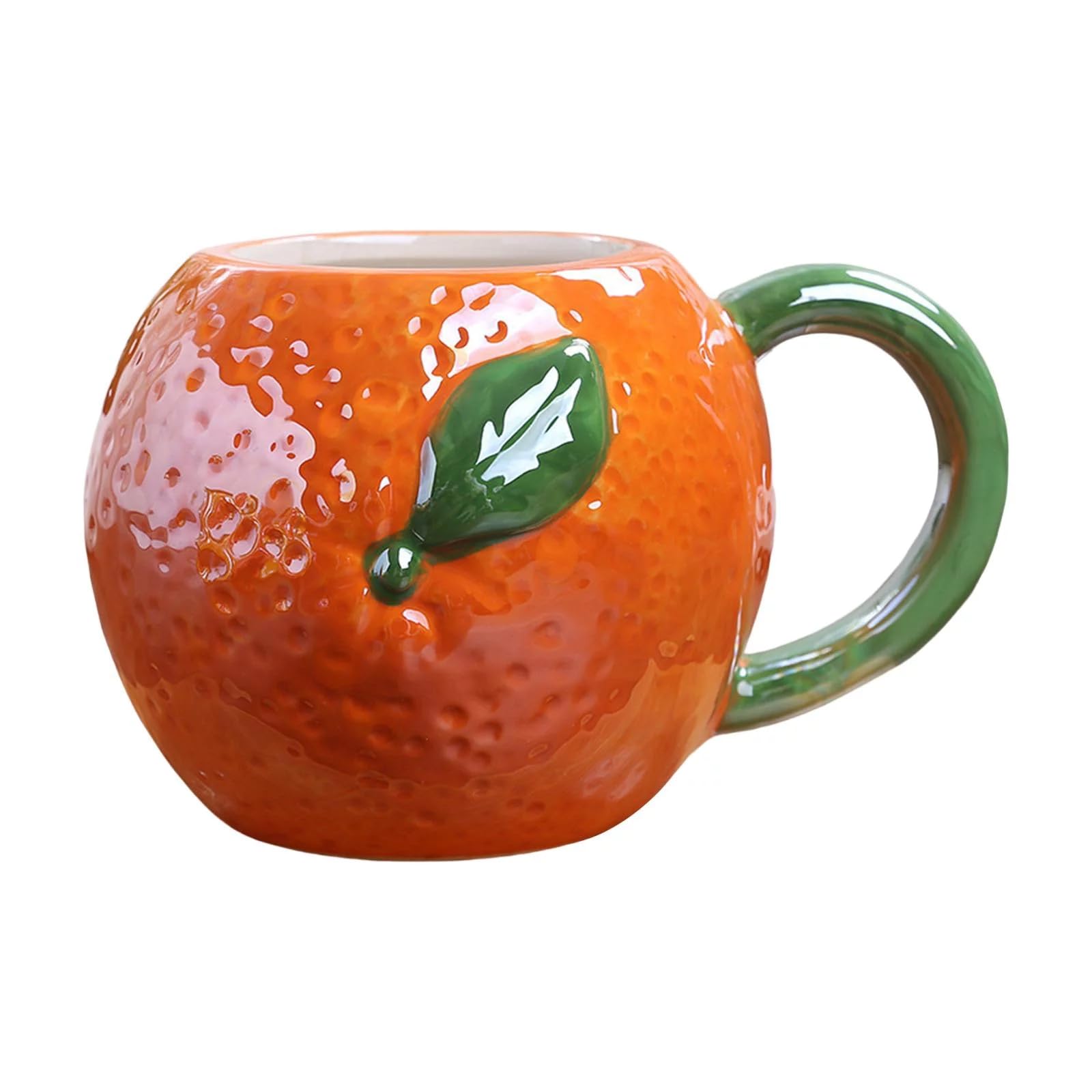 Easnea Fruit Shape Coffee Mug Creative Porcelain Cup Ceramic Coffee Milk Mug Teacup Cute Water Cups Reusable Milk Mug Cartoon Beer Mug for Home Office (Orange)