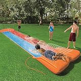 LLSS Tobogán acuático para niños Giant con aspersor para jardín, Estera de tobogán de Agua Doble, tobogán y tobogán de Juguete de espray de Verano...