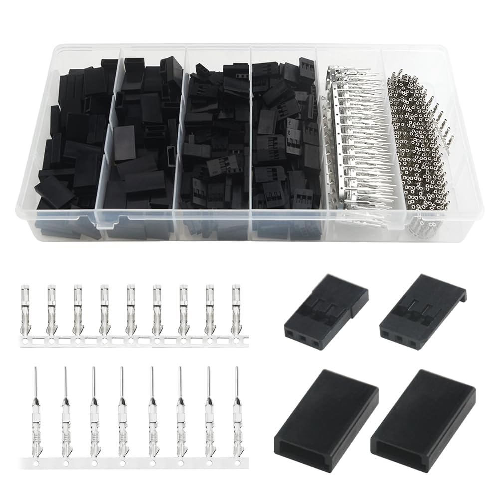 WMYCONGCONG 900 PCS Servo Connector Servo Cable Wire Connector Male Female Crimp Pin Kit for Futaba Style Servo Connector