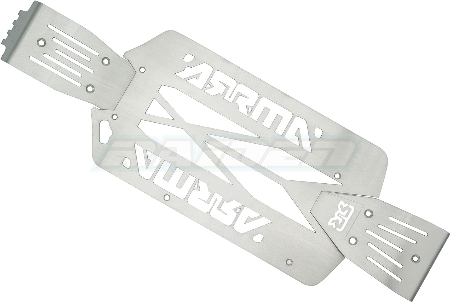 Stainless Steel Front + Center + Rear Chassis Armor Skid Plate Set fits Arrma 1/10 Big Rock Crew Cab Typhon 3S - Hollow