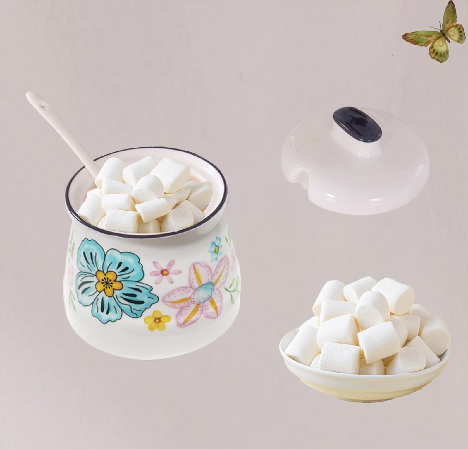 Ceramiczna cukiernica z pokrywką i łyżką pojemnik na sól uchwyt na cukier do baru kawowego, domu i kuchni 350 ml