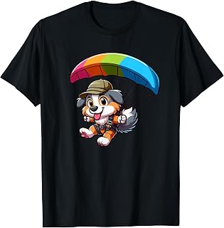 Australian Shepherd Skydiving Dog Funny Parachuting T-Shirt