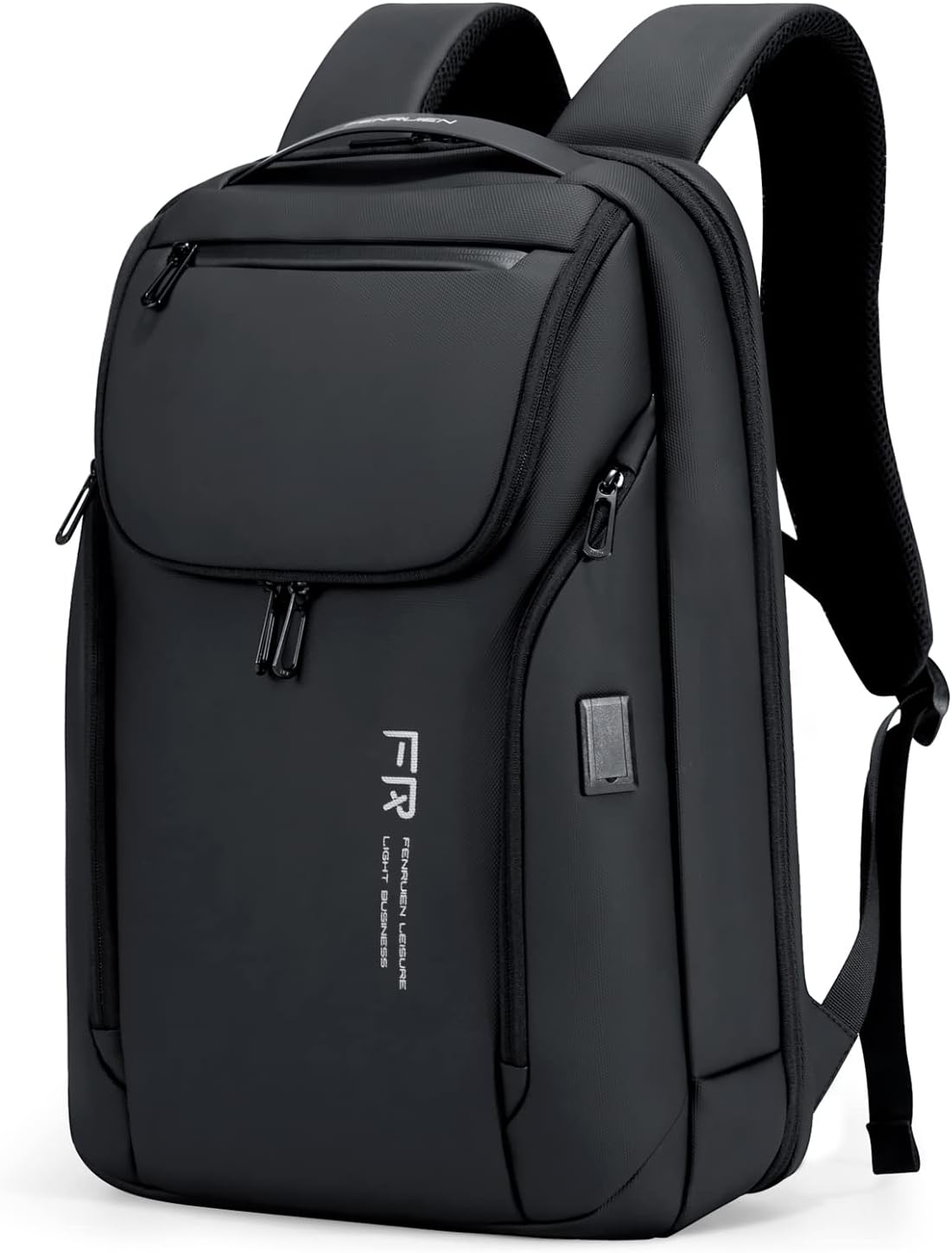 FENRUIEN Laptop Backpack for Men, 15.6 Inch Computer Anti-theft Waterproof Backpack with USB Charging Port and YKK Double Zippers, Business Mens Backpacks for Work Office Travel