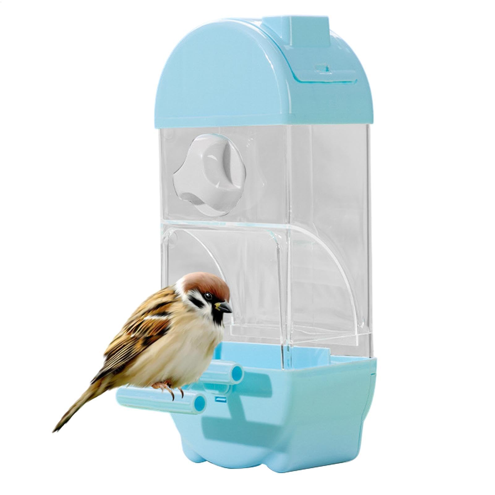Automatischer Vogelfutterspender und Wasserspender für Sittiche – intelligenter transparenter Behälter in Hausform für Haustiervögel