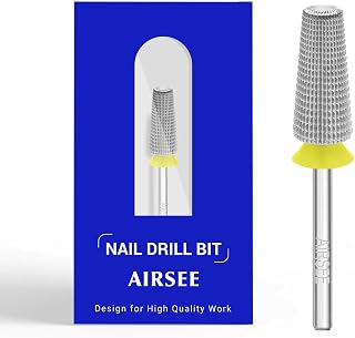 AIRSEE Tungsten Carbide 5 in 1 Acrylic Nail Drill Bit Efile Electric File Machine Head Tip for Manicure Polishing Fast Remove Gel 3/32" Shank 2 Way Professional Tech Use Silver Extra Fine-XF+2XF+3XF