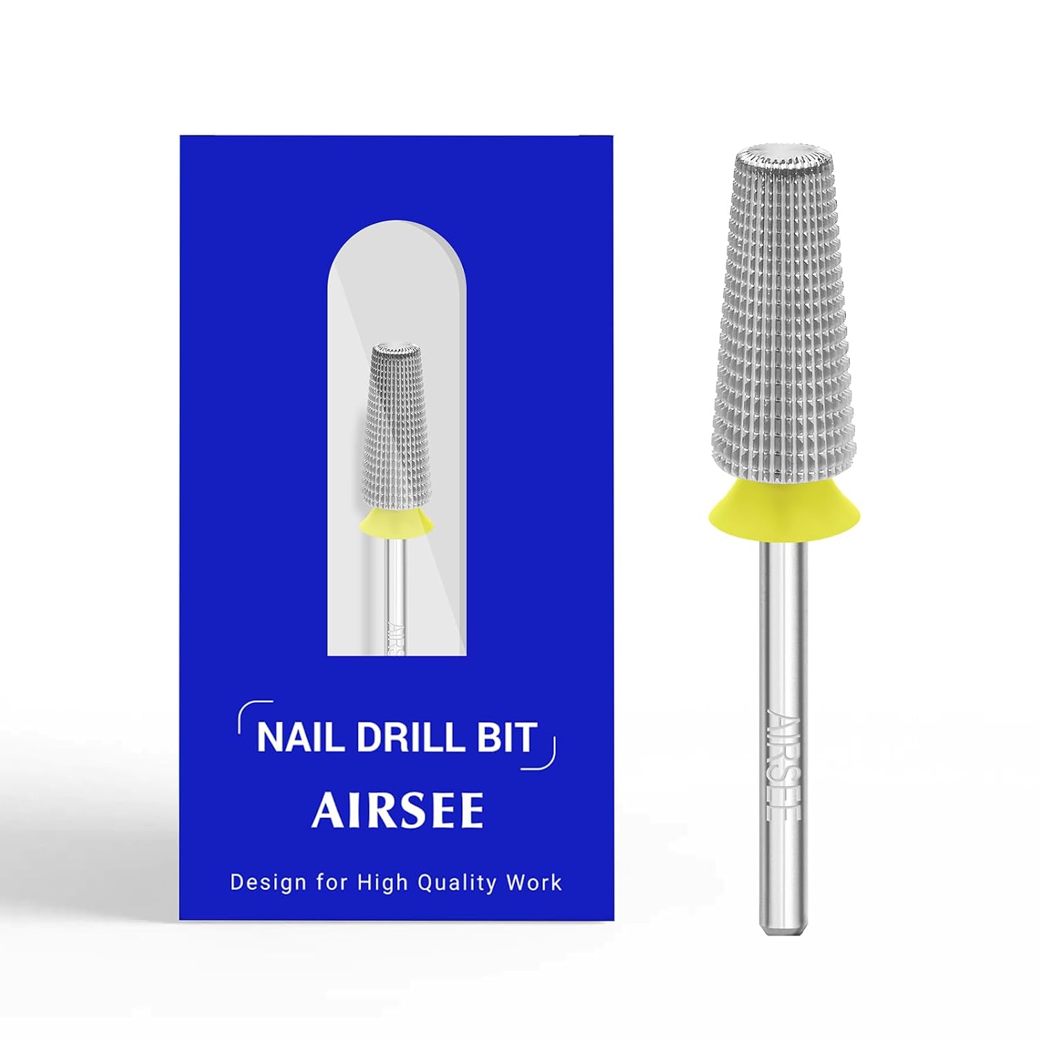 AIRSEE Tungsten Carbide 5 in 1 Acrylic Nail Drill Bit Efile Electric File Machine Head Tip for Manicure Polishing Fast Remove Gel 3/32" Shank 2 Way Professional Tech Use Silver Extra Fine-XF+2XF+3XF