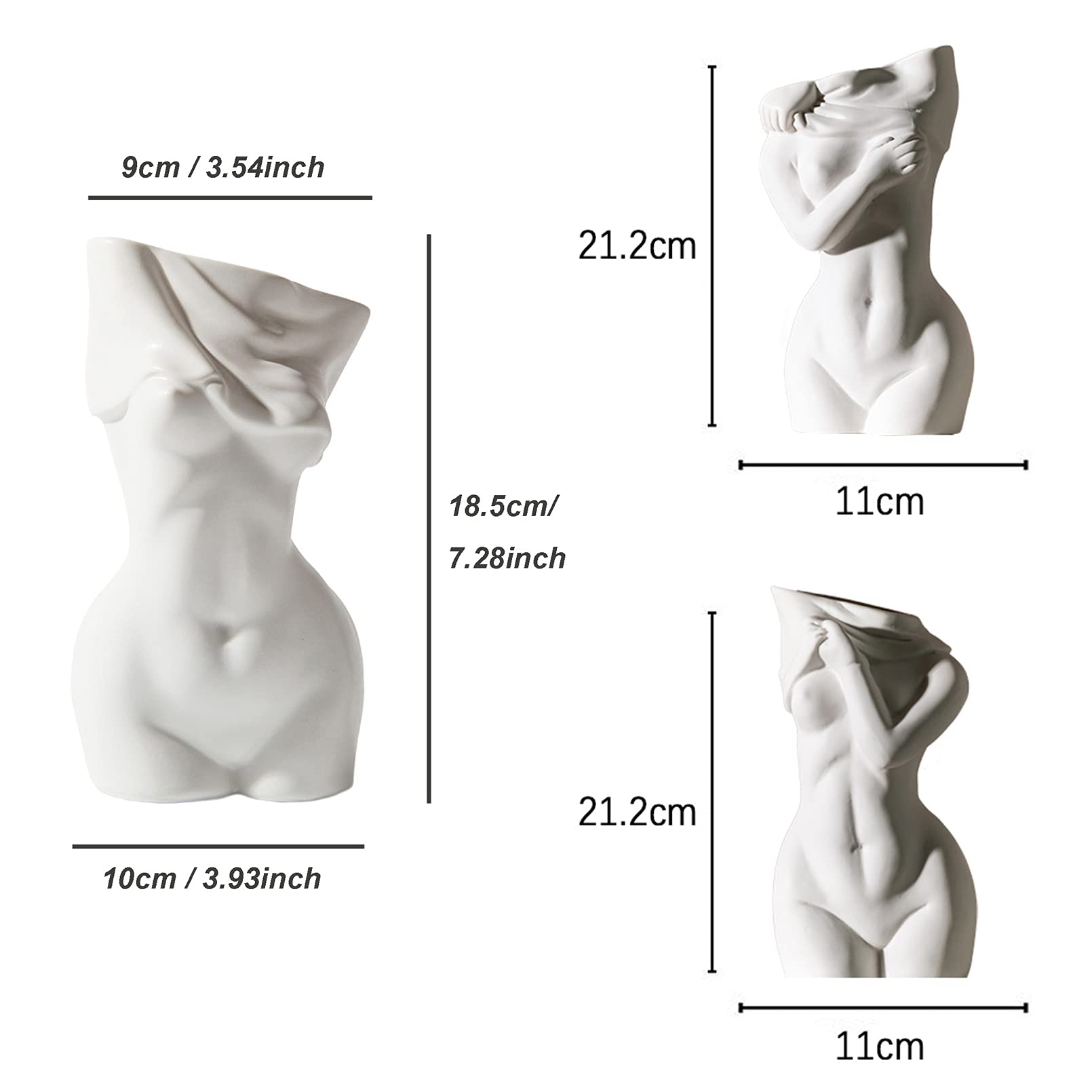 Cutfouwe 3er Set Vasen Deko Weibliche Form Vase Körper Keramik Vase Butt Vase Boho Vase Frauenkörper Blumenvase Kleine Vasen Set Geschenk für Freunde und Familie Weihnachten Wohnkultur,3 pcs