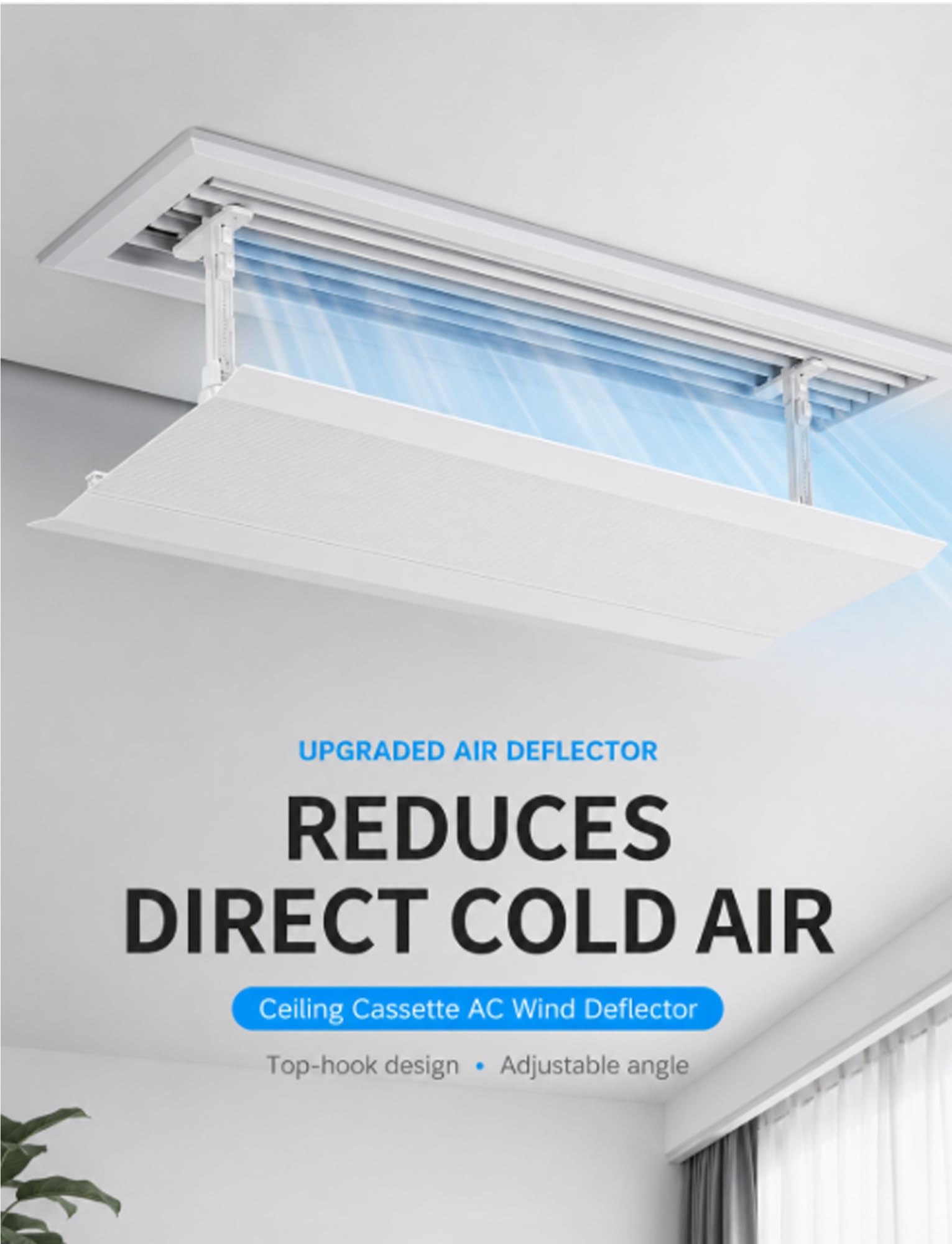 Deflettore per climatizzatore, Gancio for deflettore AC for cassetta da soffitto 40-150x20 cm | 140X20cm