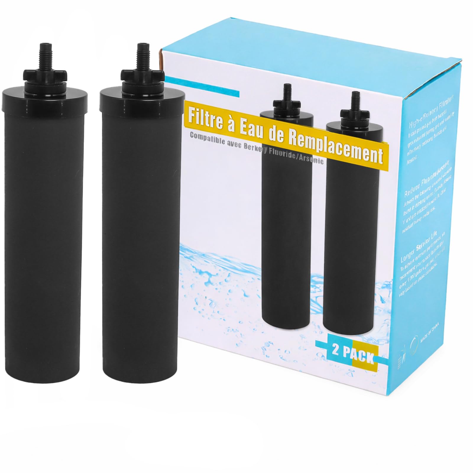 BB-9-2 Filtro de Agua Compatible con Berkeyy Purificación Elementos, Cartucho de Elemento Negro Filtro de Agua Premium Compatible con Travel Big Royal Imperial Crown Light Series Poweka (2 Piezas)