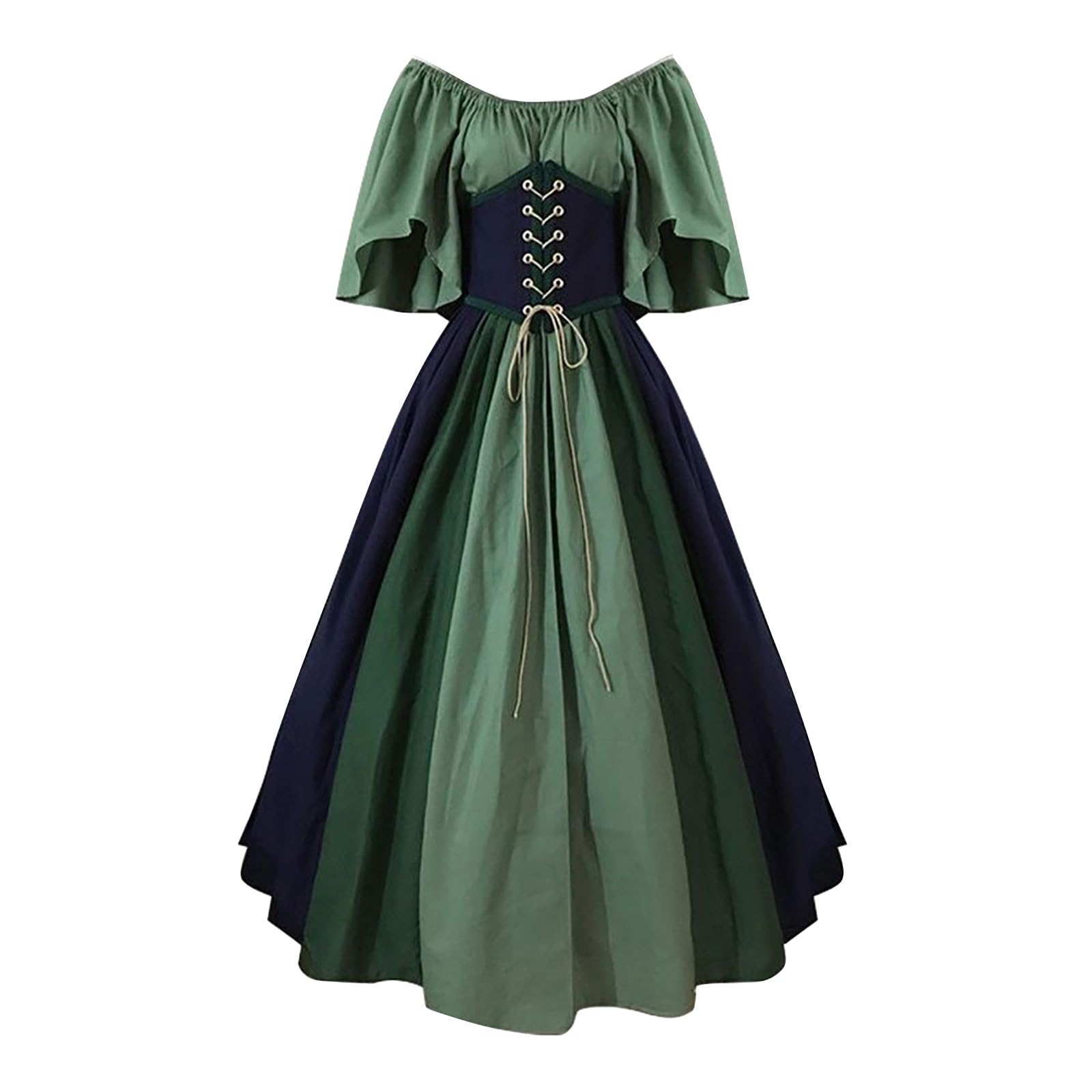 Womens Renaissance Costume Vintage Elegant Lace up Halloween Gown Princess Dress with Corset Medieval Evening Party Prom Cocktail Swing Victorian Dresses for Ladies