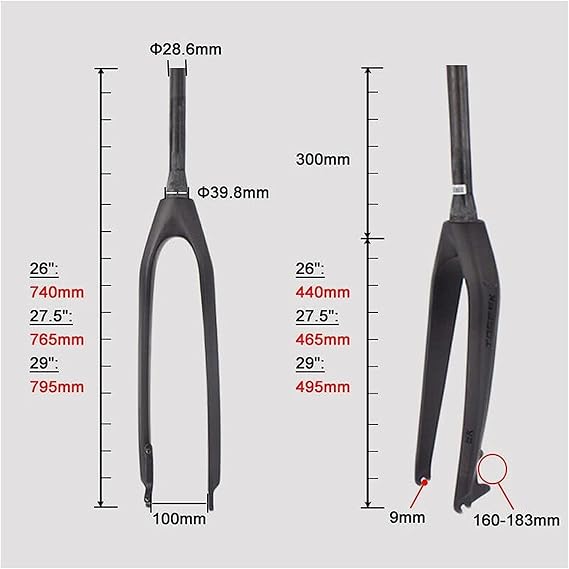 Bike Fork 3K Matte Carbon Fiber Front Fork MTB Mountain Road Bike Hard Fork, 26 27.5 29 Taper