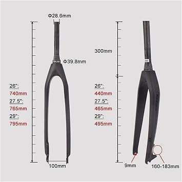 Bike Fork 3K Matte Carbon Fiber Front Fork MTB Mountain Road Bike Hard Fork, 26 27.5 29 Taper