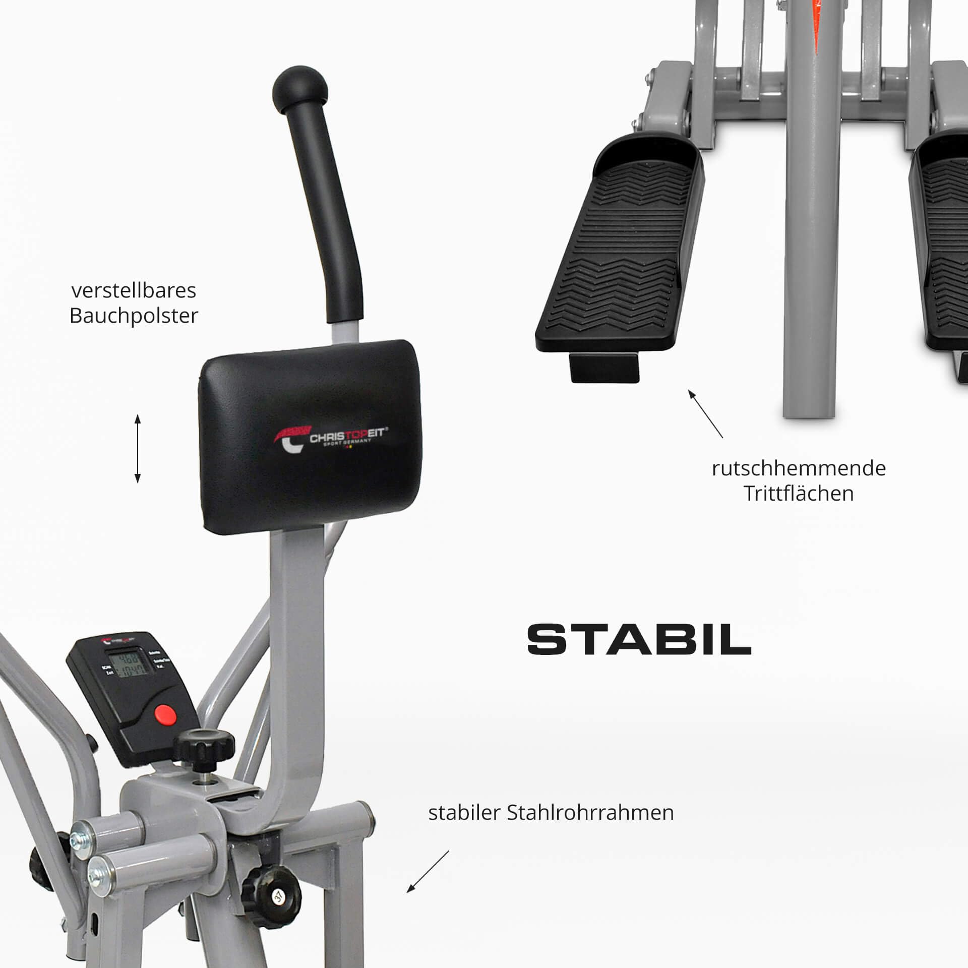 Christopeit Crosstrainer Walker Pliable, vélo elliptique pour la Maison, jusqu'à 100 kg, Ordinateur LCD, Peu encombrant, Compact, Silencieux