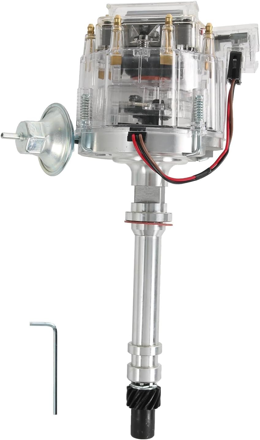 HEI Distributor Clear Cap Compatible with Chevy GM SBC V8 283 305 307 327 350 400 Small Blocks BBC 396 427 454 Big Block 65K Coil 7500 RPM
