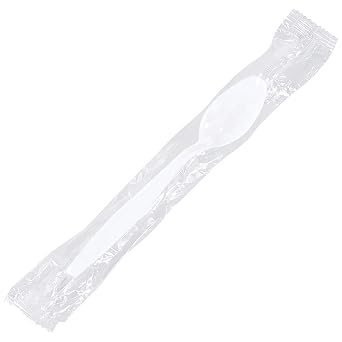 Poly Bag Guy Individually Wrapped White Plastic Spoons, White, 1000/Case