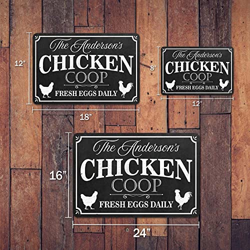Personalized Chicken Coop Sign Fresh Eggs Daily Custom Family Name Farmhouse Décor Metal Outdoor Sign 8X12 208120084001 #TOP2