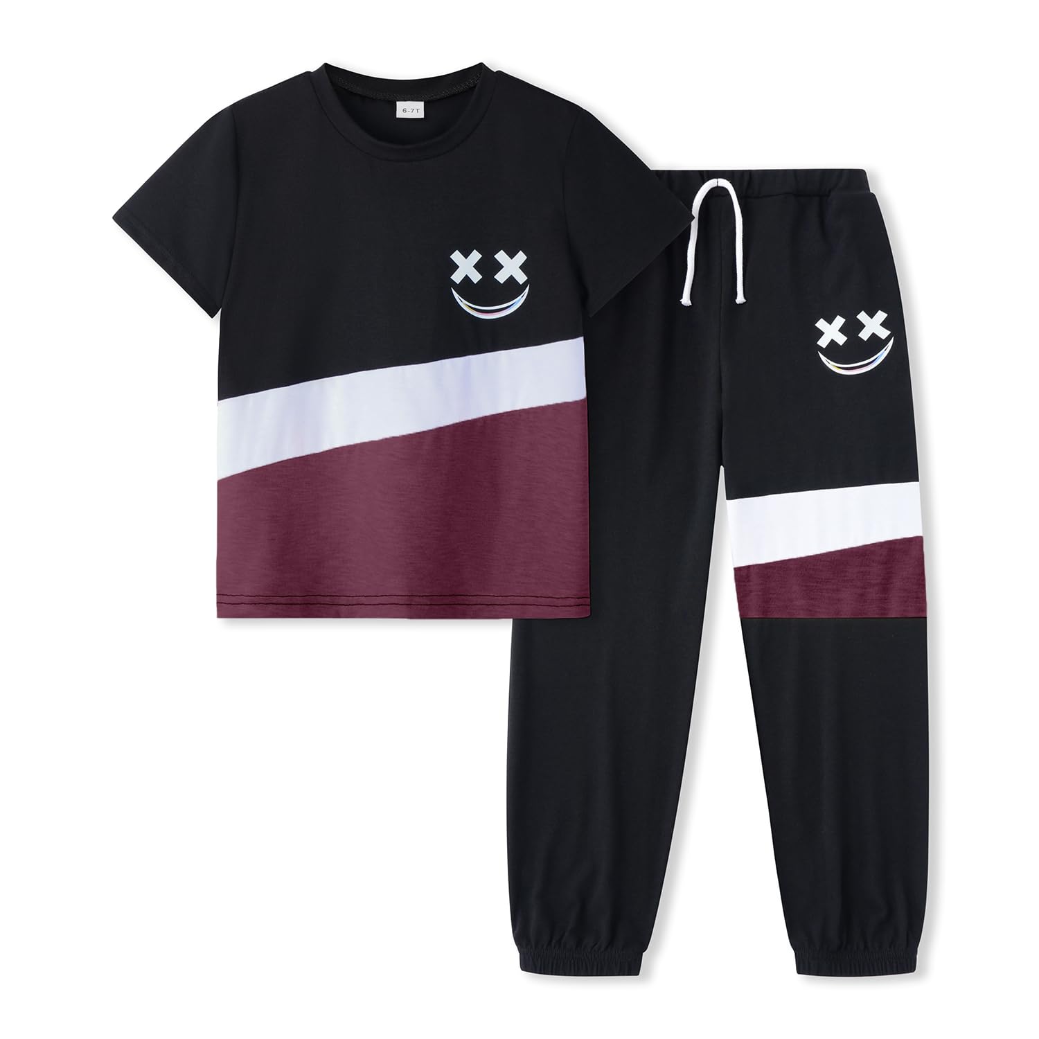 Size 6-12 Years Boys Summer/Spring Outfits Set Short Sleeve T-Shirt & Pants Boys Fall Clothes Sets