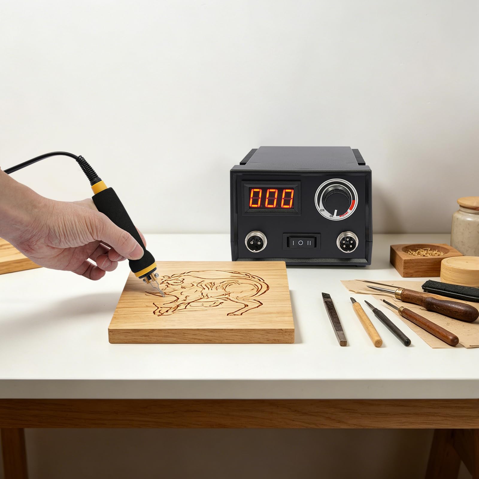 Holzbrennmaschine 80W mit LED Anzeige Pyrographie Werkzeug Set