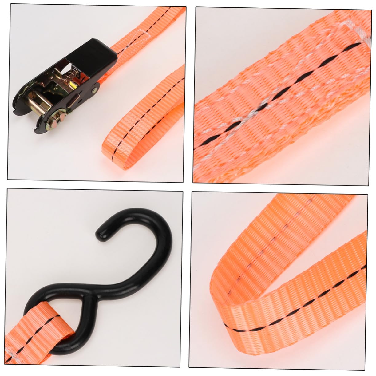 Sangles de Manutention Antidérapantes en Polyester et Acier Tendeur Élastique à Libération Rapide pour Chargement sur Toit de Camion, Lot de 2 Pièces Orange