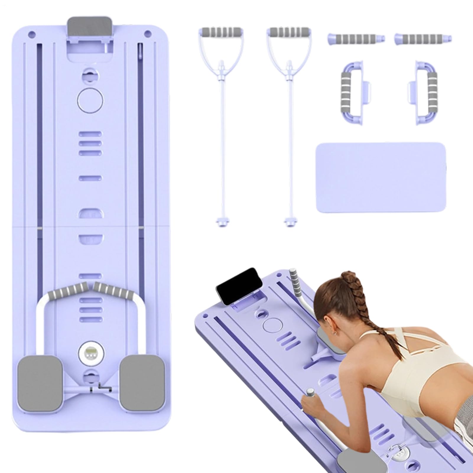 Pilates Board – Pilates macchina addominale per casa – pieghevole casa palestra accessori con bande allenamento di forza attrezzature allenamento per fitness esercizio fisico