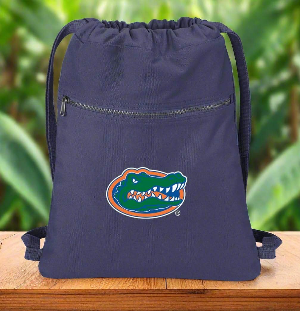 Broad Bay University of Florida Drawstring Backpack RICH CANVAS Florida Gators Cinch Bag (Navy)