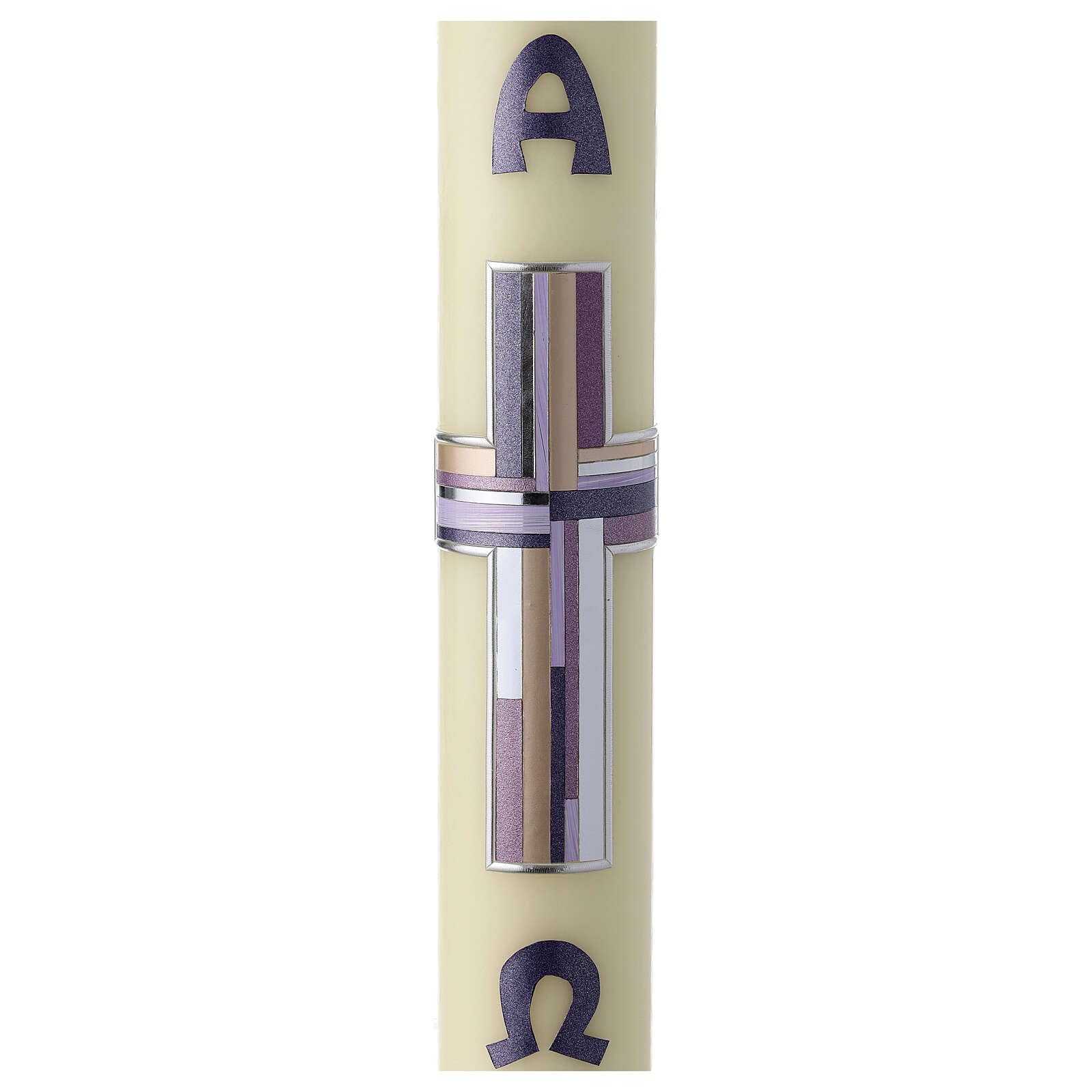 Easter Candle with Lilac Cross 60x8 cm