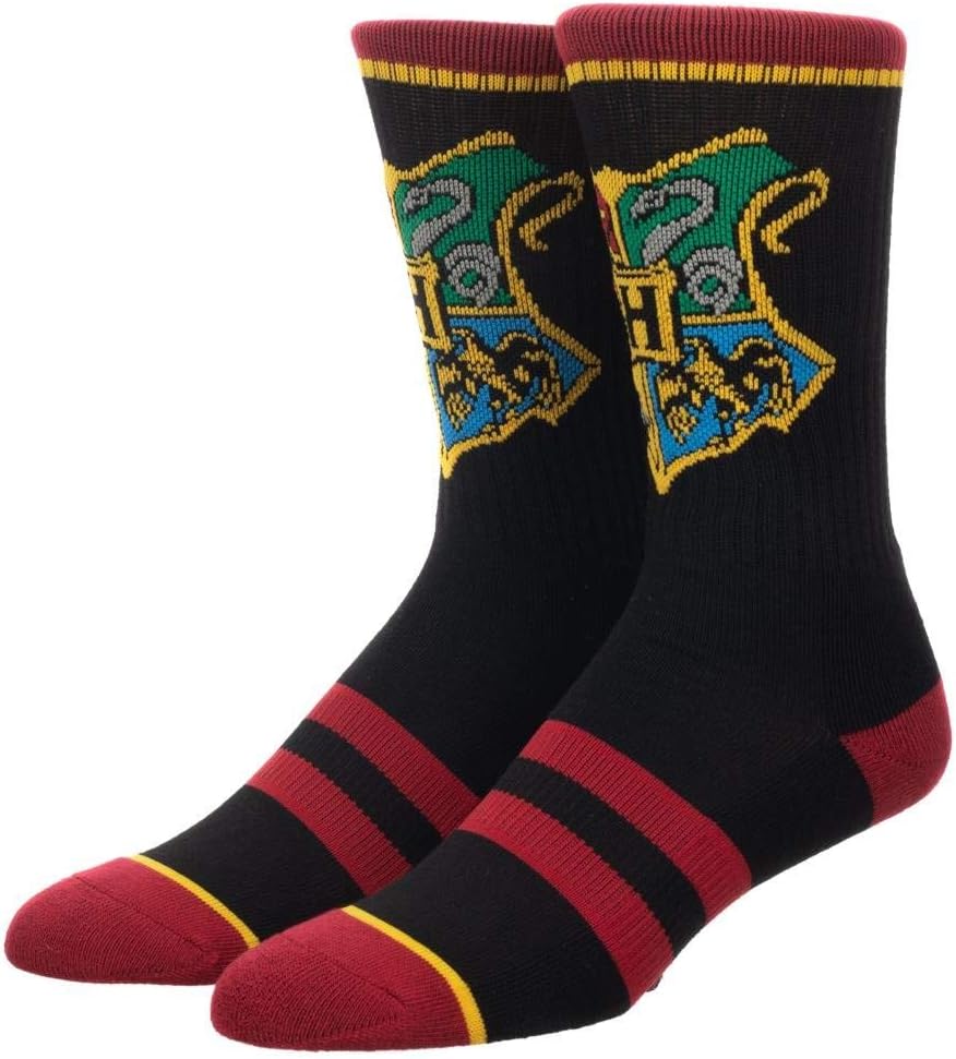 Hogwarts House Crest Mens Black Crew Socks Clothing