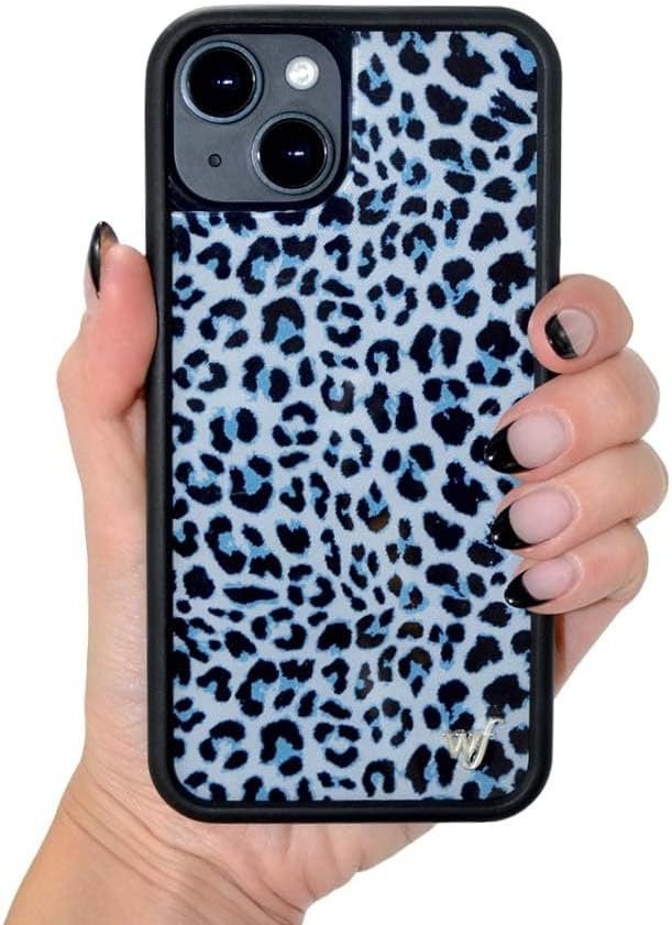 Wildflower Cases - Compatible with iPhone 17 Air | Protective Black Bumper, 6.5ft Drop Test Certified, Women Owned Small Business | Cheetah Leopard Animal Print Trendy Cute Girl Gift | Blue Meow