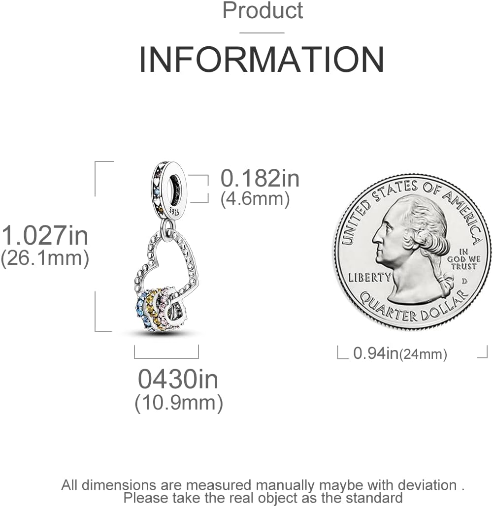 NARMO Happy Birthday Charms for Bracelets 925 Sterling Silver Heart Dangle Charms for Women - Image 4