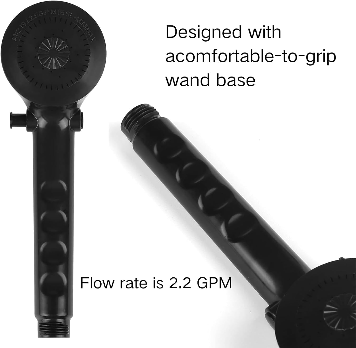 RV Shower Replacement Shower Head with Hose & Guide Ring & Shower Holder Non-Metallic Hand-Held Shower Set White/Black (Black Showers)