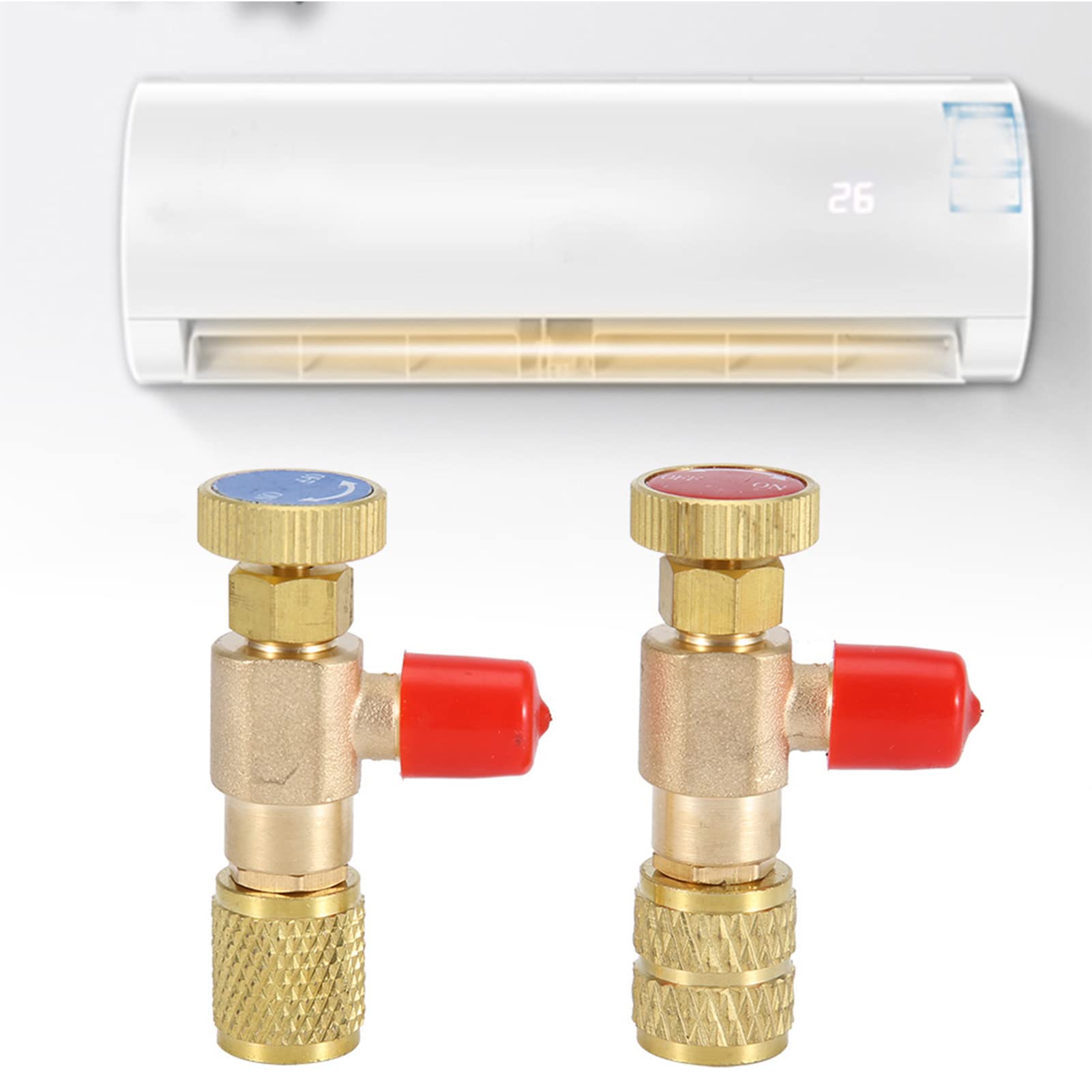2 pz Pompa Vuoto per condizionatori R410A R22 Aria Condizionata Refrigerante 1/4 Adattatore di Sicurezza Valvola di Carica del Refrigerante,Valvola di Controllo del Refrigerante,