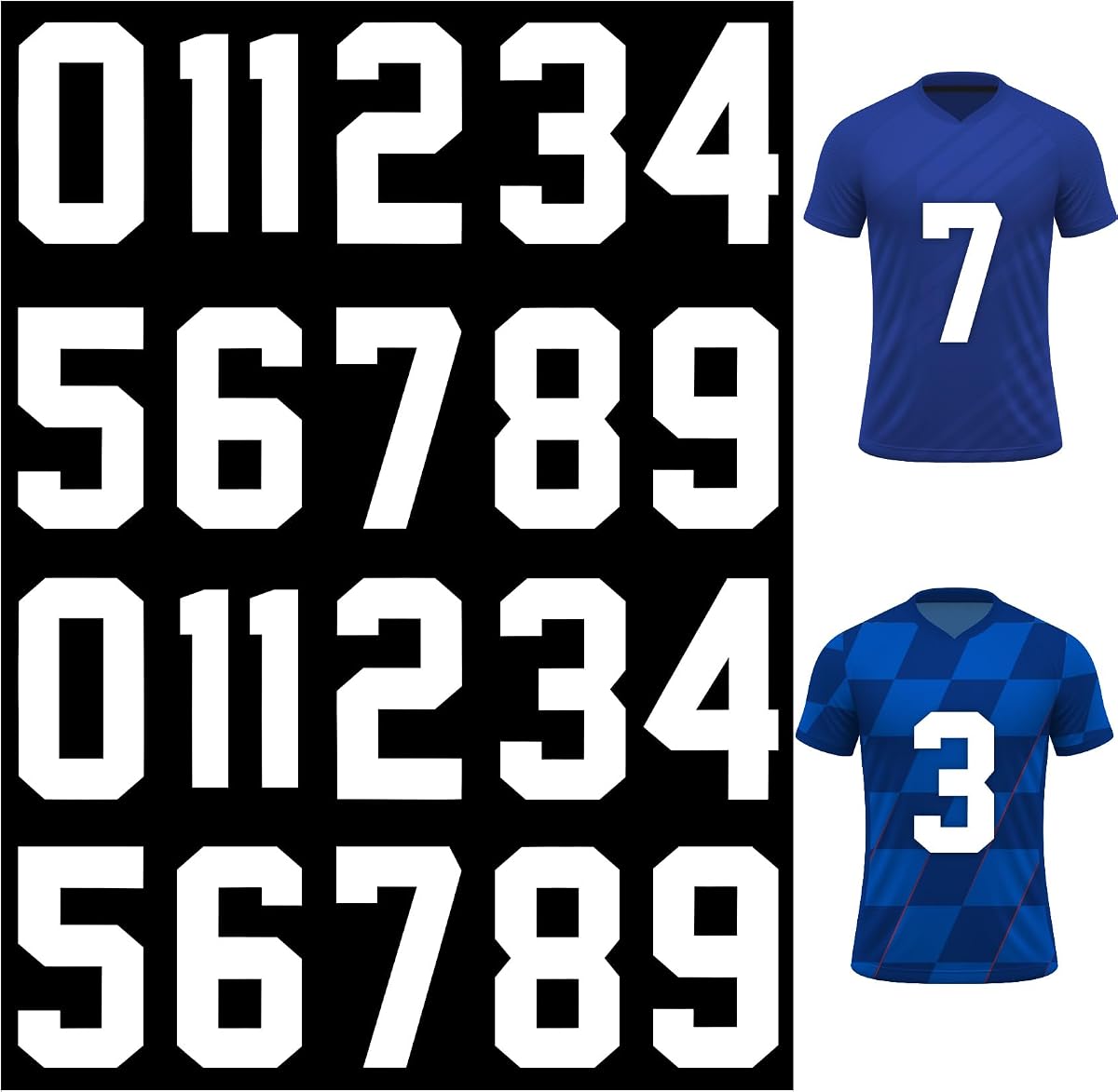 Números para planchar para camiseta, pegatinas de números blancos de transferencia de calor, 22 piezas de 8 pulgadas 0-9, transferencias para planchar para camisetas, ropa, fútbol, ​​béisbol, baloncesto