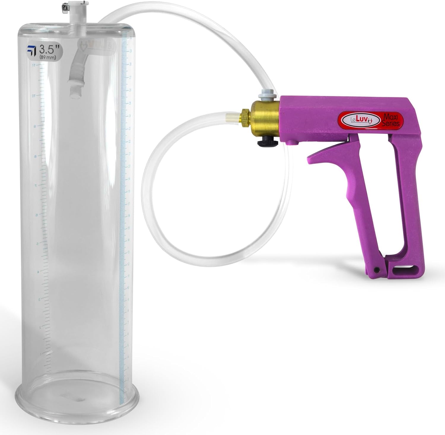 LeLuv Maxi Purple Handle Penis Pump 12" Length x 3.50" Diameter Round-Flange Cylinder