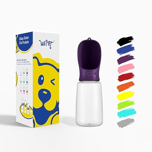 WePet Botella de agua portátil para perro, a prueba de fugas, con dosificador, para mascotas, para paseos al aire libre, senderismo y viajes,