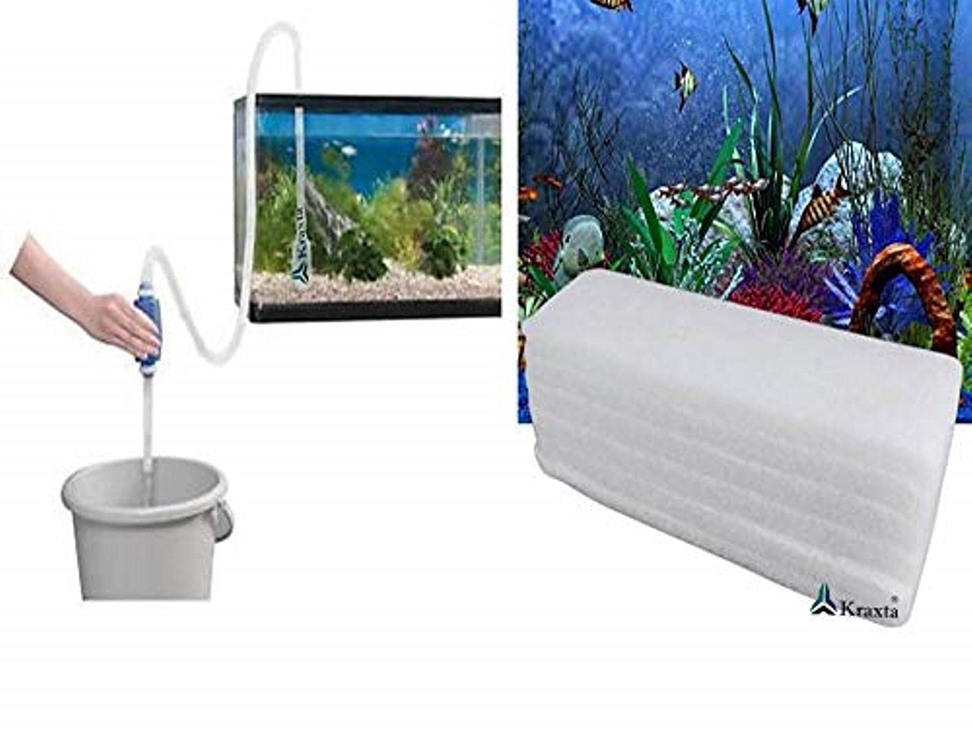 Kraxta™ Combo of Aquarium Biochemical Felt Filter Mechanical and Biological Filtration & Siphon Pipe for Aquarium 1.5 m and Gravel Cleaner Water Changer Pump (B08HR8KJBL) Amazon Price History, Amazon Price Tracker