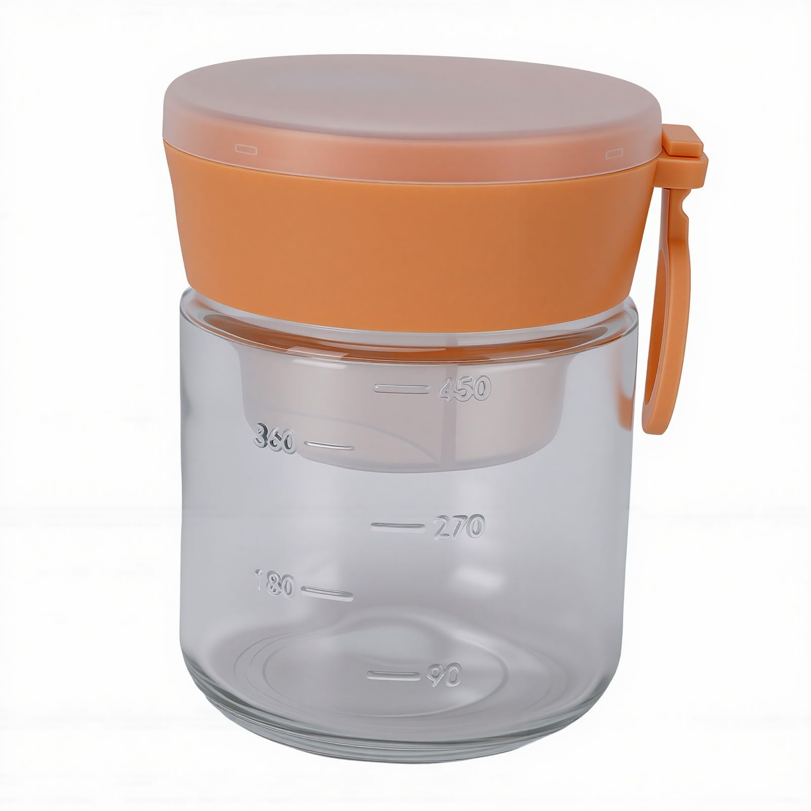 4er-Set Vorratsgläser mit Klapplöffeln und Unterteilten Kammern, Luftdichte Glasbehälter für Joghurt, Salat, Snacks und (16oz/480ml)