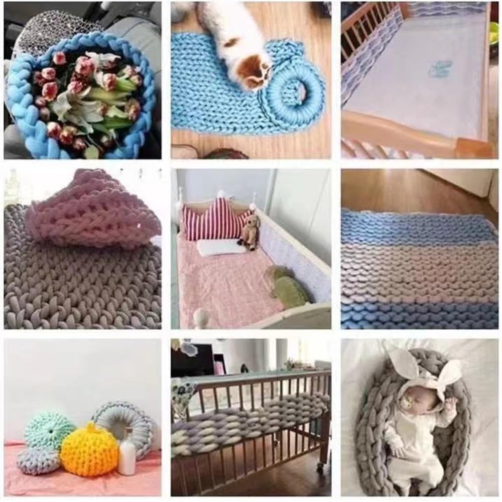 Lana Gruesa para Tejer a Mano, Lana para Ganchillo Algodón, Voluminosa Tejer a Brazo DIY Suave y Esponjoso Ganchillo Lana Gruesa para Manualidades, Sofá, Manta de Punto ( Color : 13 , Size : 5 roll(12
