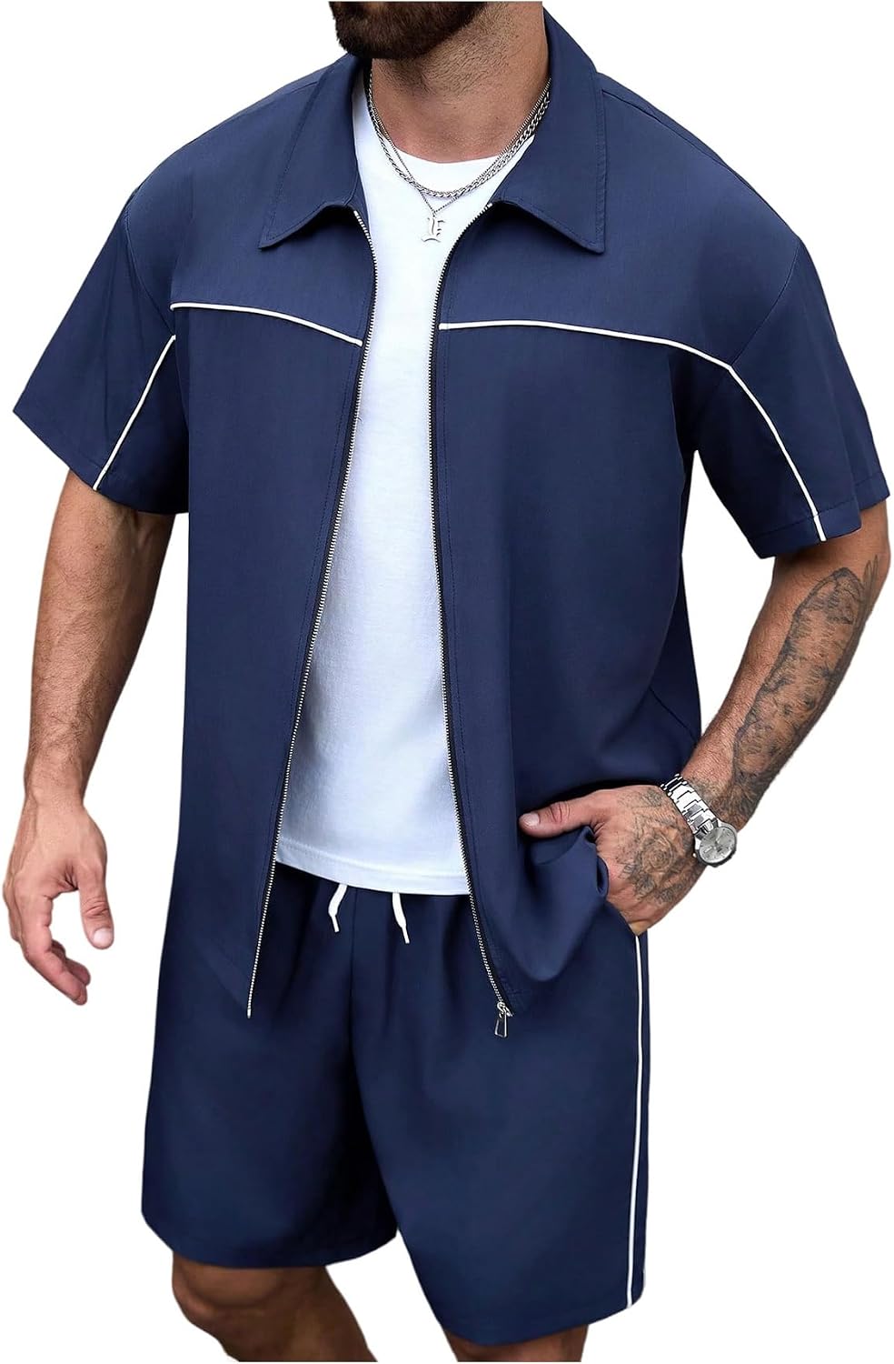 SOLY HUX Men's 2 Piece Short Set Short Sleeve Shirts and Shorts Outfits