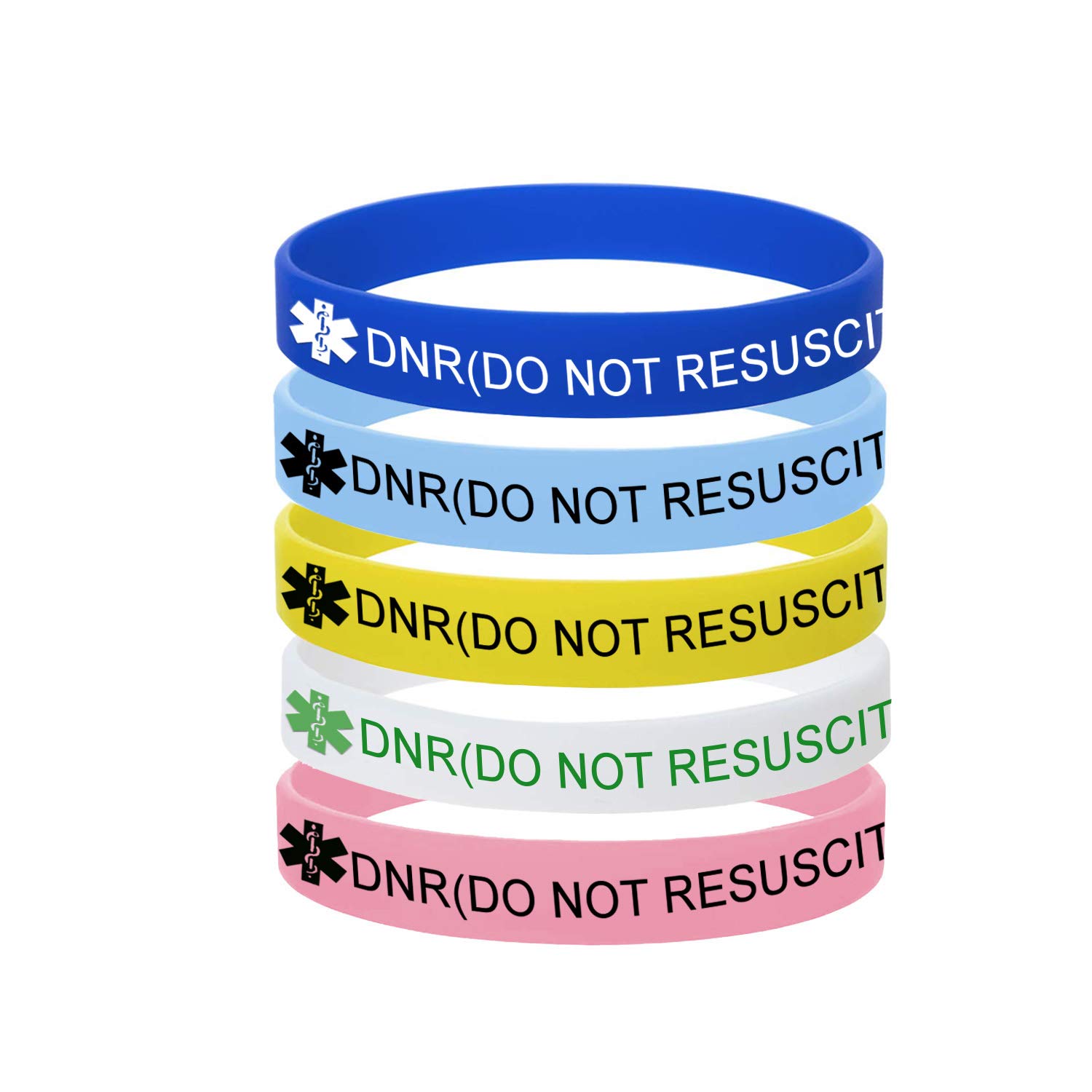 5 Color Pack-Personalized Engraved Medical Alert ID Jewelry Food Drug Allergy Bracelets,100% Silicone Rubber ID Survivor Bracelet Band,Emergency Contact Bracelet,Diabetes Bracelet,5.5"-7.9"