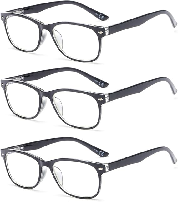 SUERTREE 3 Pack AntiBlue Computer Reading Glasses, Blue Light Filter