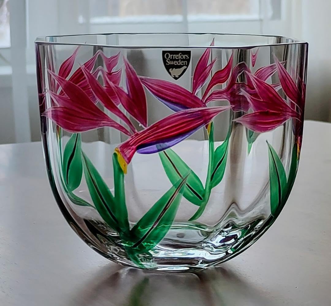 Orefors Sweden vintageスウェーデン　オレフォスガラス工芸 Orrefors クジャク型ガラスプレート｜北欧ヴィンテージの美しさ