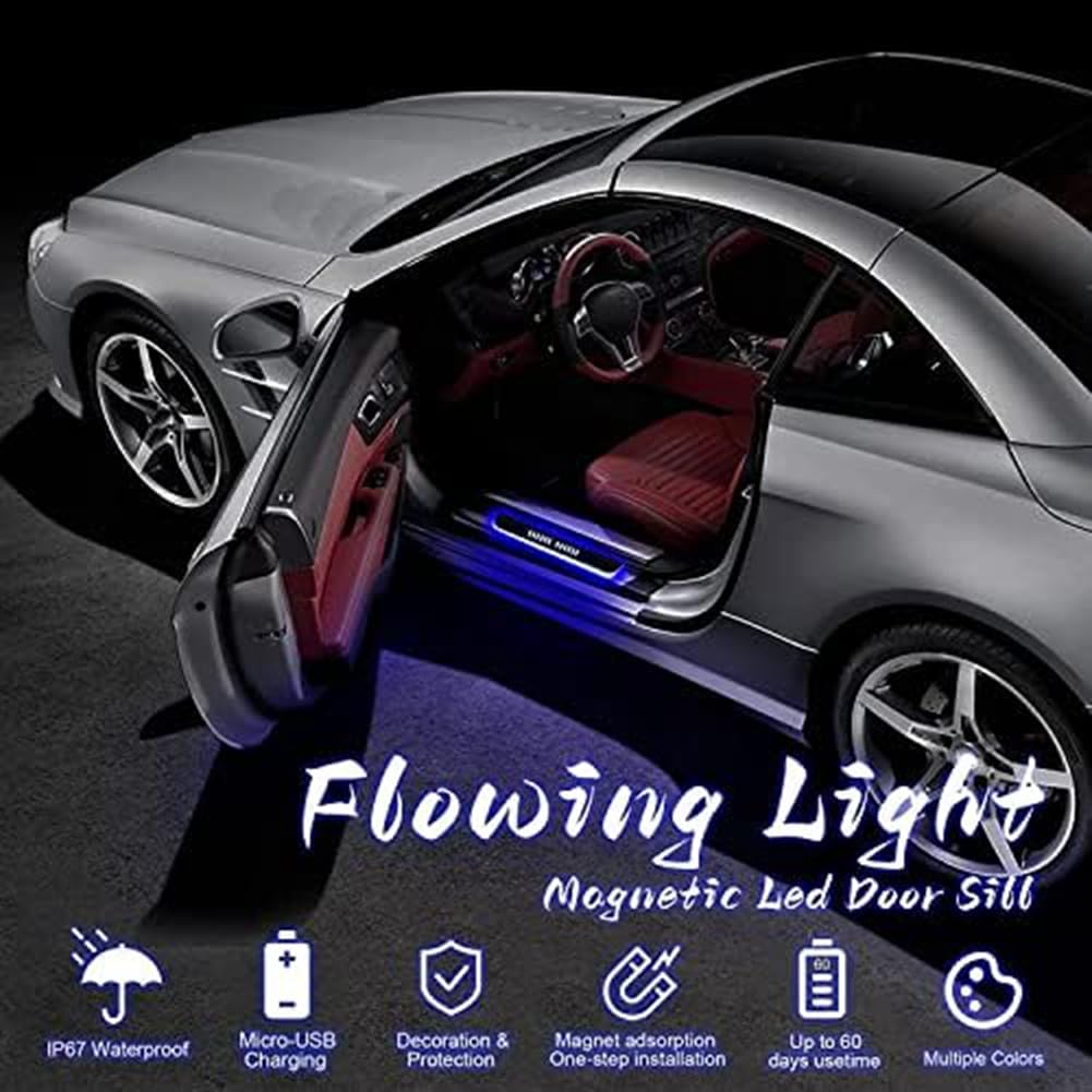 Iluminación de puerta LED para coche, iluminación de puerta de coche LED, iluminación de puerta sin sensor automático de coche, 4 unidades
