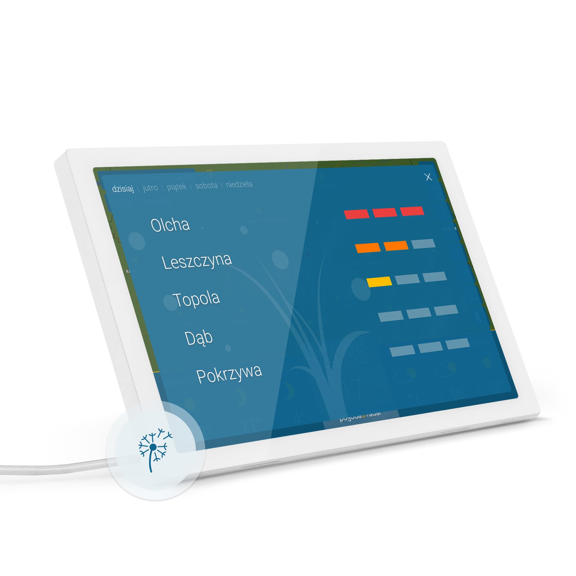 pogoda & radar home 4 – nowoczesna stacja pogodowa z radarem: animacja pogody na kolorowym wyświetlaczu HD, prosta obsługa, elegancki wygląd, radar opadów, alerty pogodowe i prognoza na 14 dni