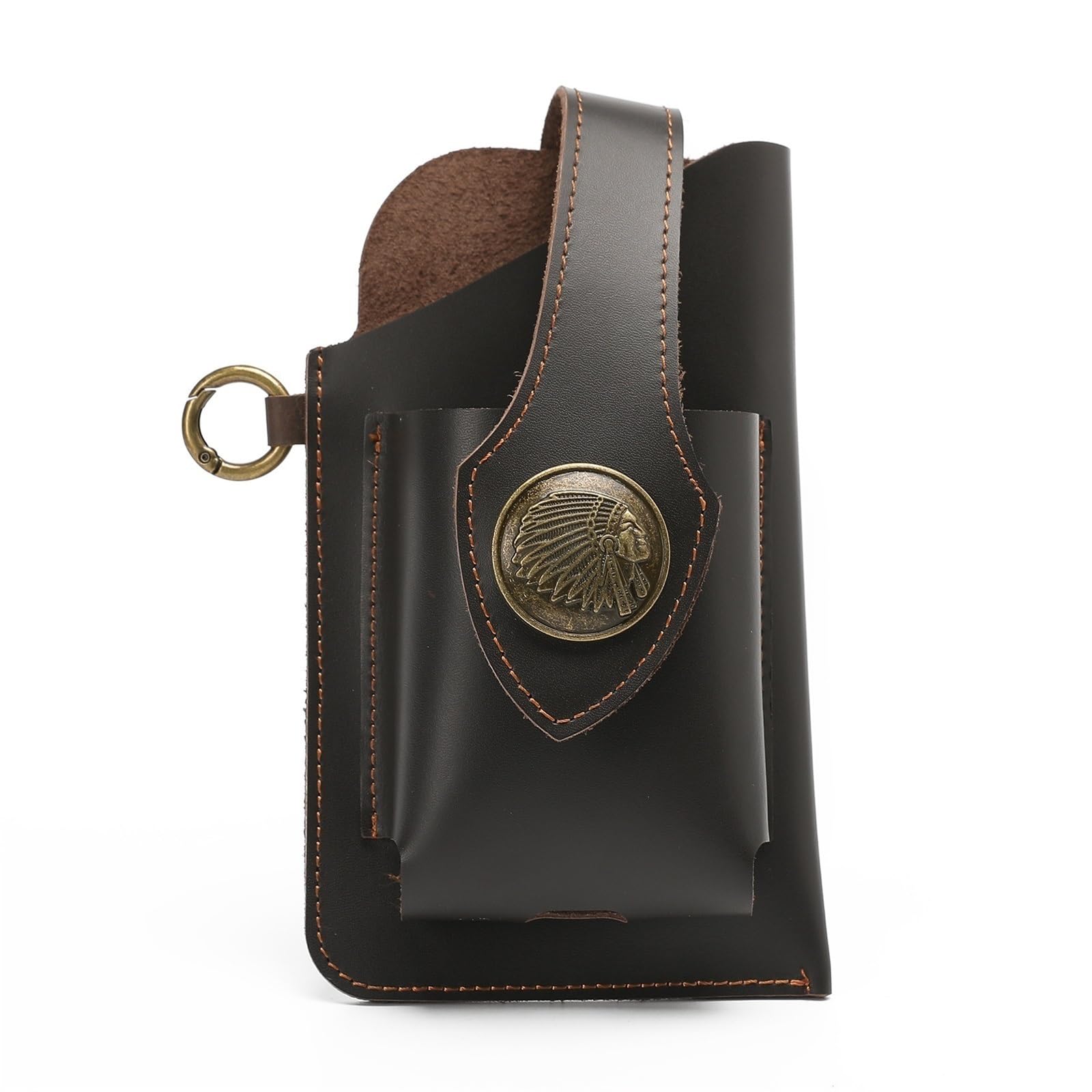 Handy Gürteltasche Universal 5 Zoll Handytaschen Herren Ledertasche Tragen Gürtel Leder Handytaschen Taille Rucksäcke für Männer (Color : Dark Coffee, Size : 5.0 inches)
