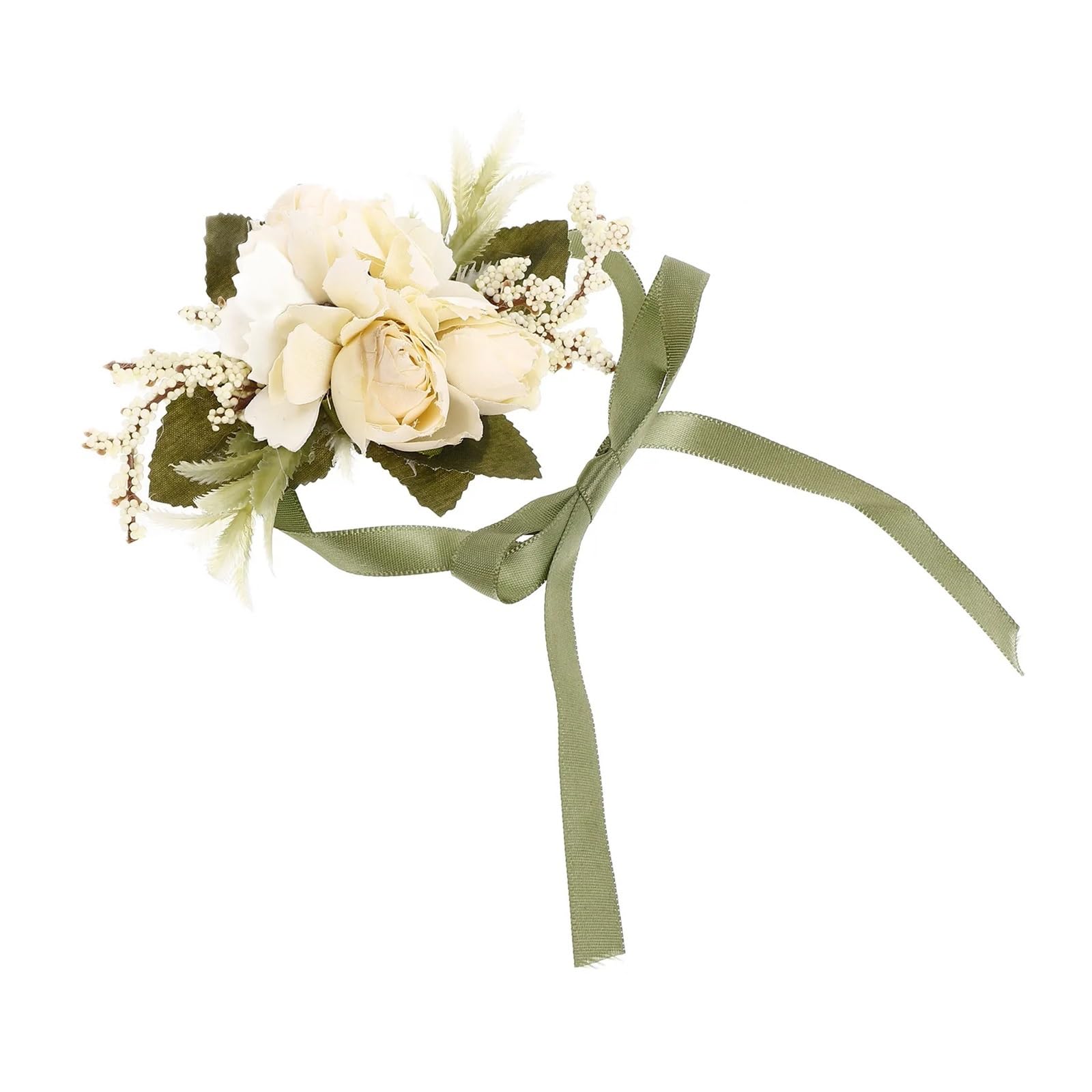Hzomif Two-Tone Artificial Rose Wrist Corsage 4pcs High Realistic Wrist Corsage Fake Flower Bracelet for Bride Bridesmaid Wedding Decorative Floral Wristlet Bracelet Rustic Charm