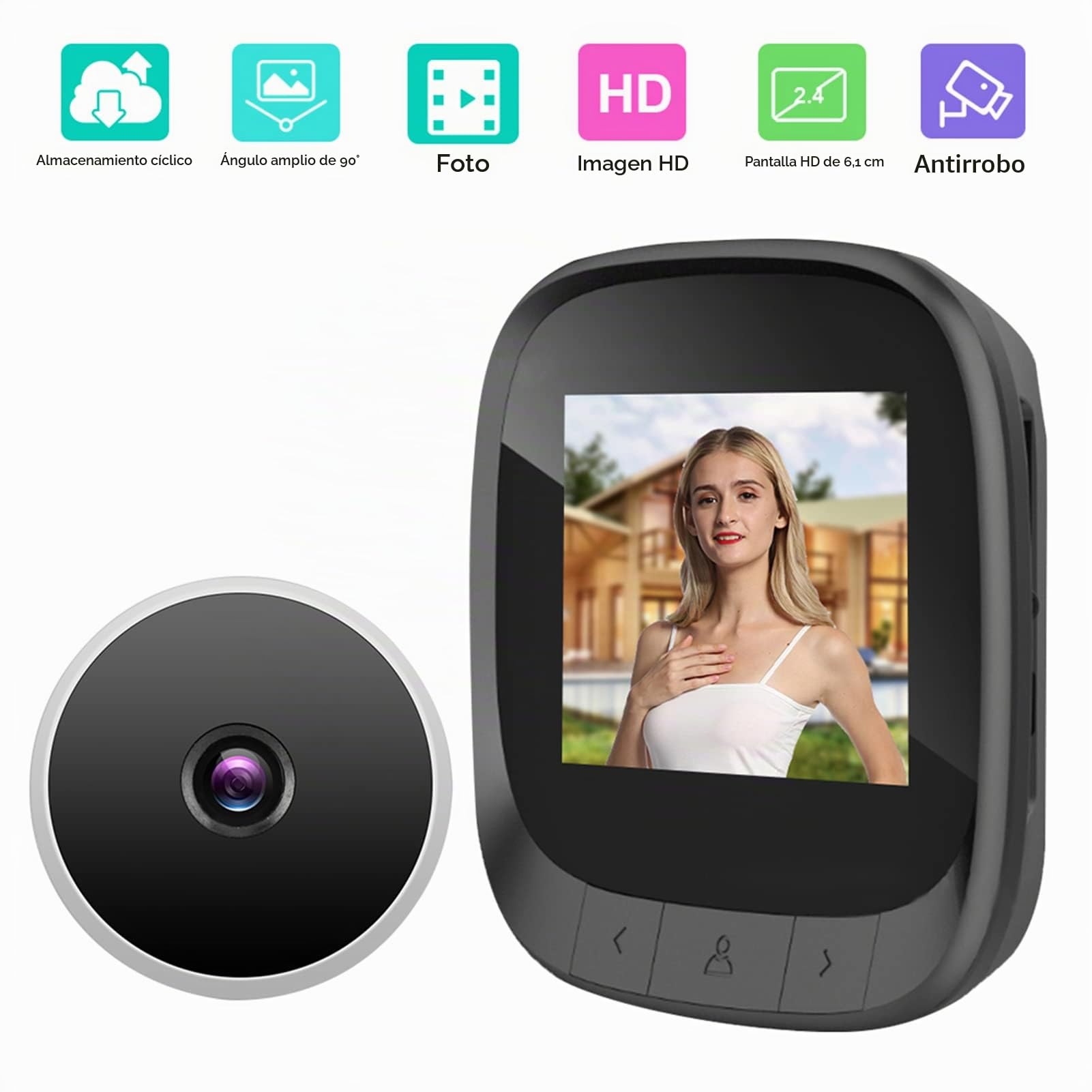 Visor de Puerta Digital de Seguridad Cámara de Mirilla de 2,4 Pulgadas, WiFi de Puerta Digital Mirilla, Cámara de Mirilla para WiFi de Apartamento, Cámara de Mirilla de Puerta,