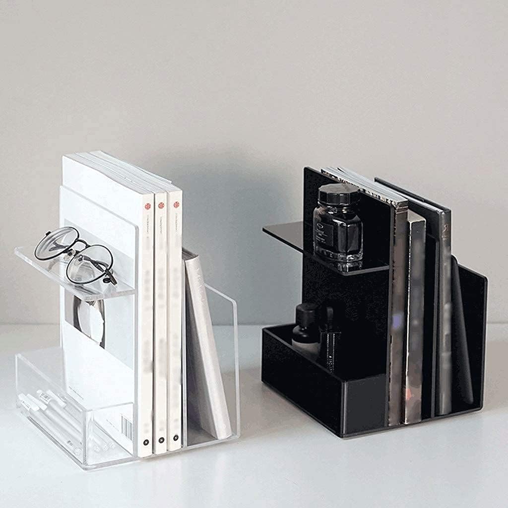 Bookcase Acrylic Bookshelf Multifunction Partition Desktop Bookshelf Office Supplies Cosmetic Storage Rack,Creative Simple Student Bookshelf Bookshelf (Color : Black),Clear (Color : Clear)