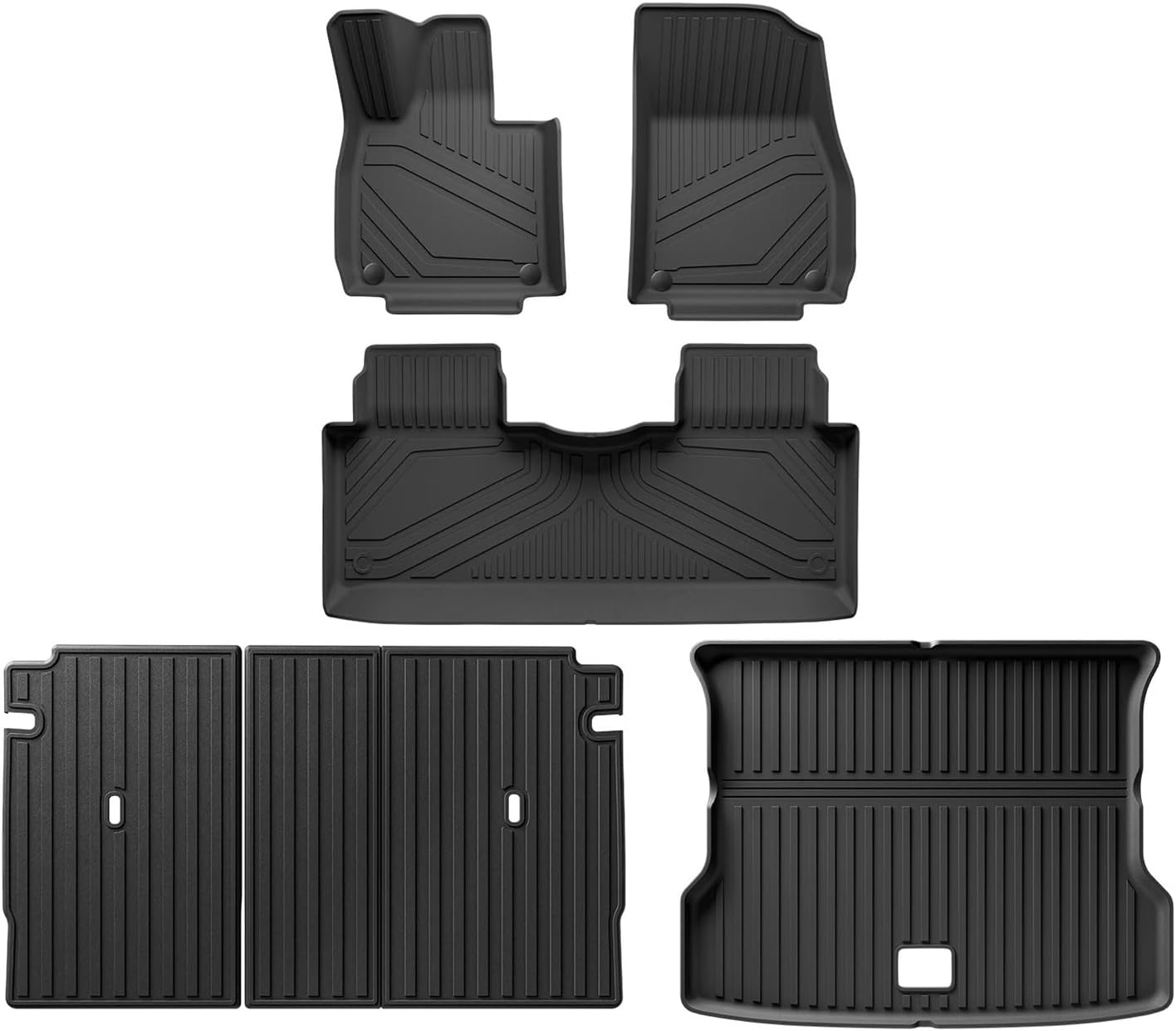 Xpeng G6 Car Floor Mats TPE 3D Cargo Liner Trunk Pad Black Waterproof Mat Set Compatible with Vehicle(G6 LHD 6pcs)