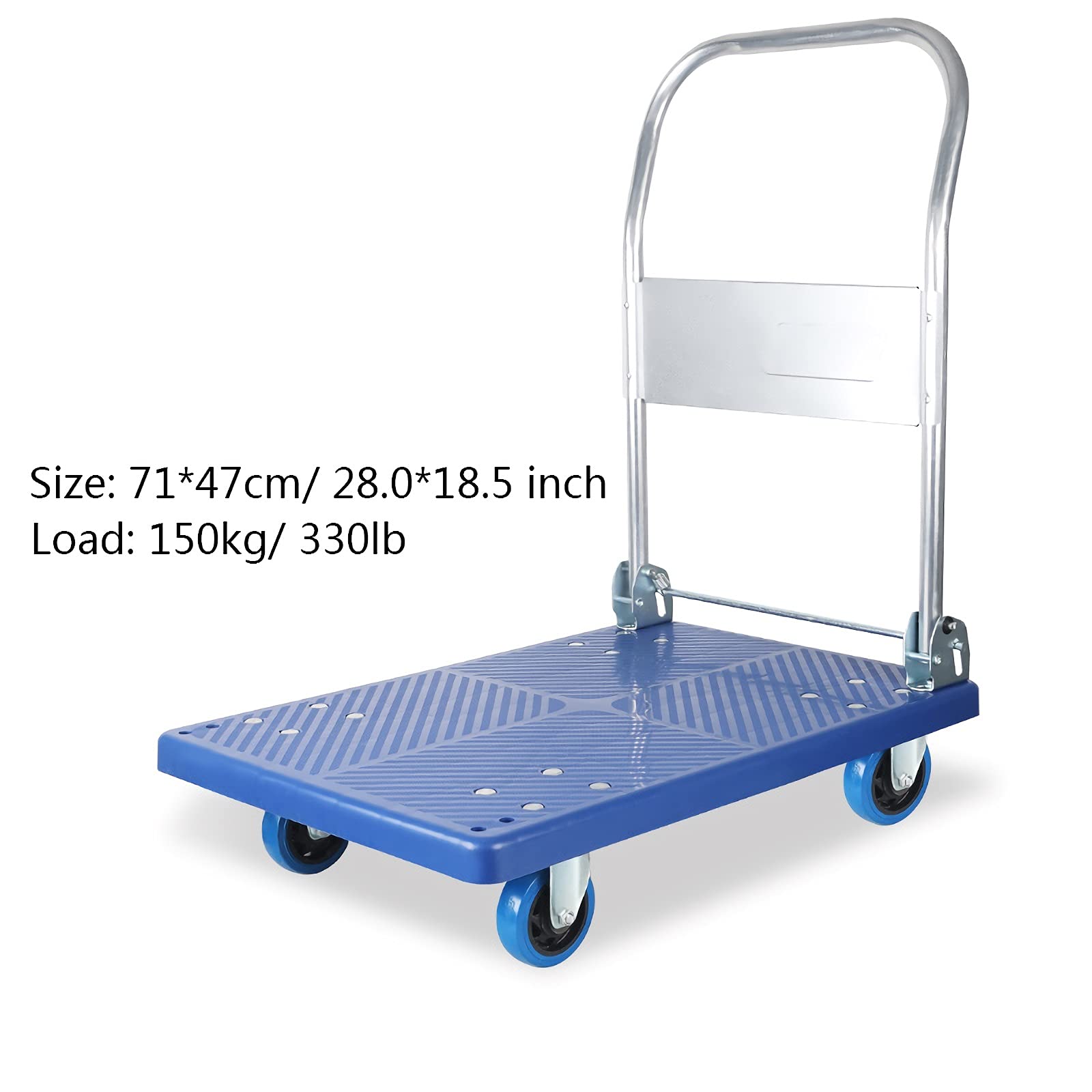 Carro de empuje para camión con plataforma Panel de plástico duradero y manija plegable para un fácil almacenamiento y silenciamiento Ruedas giratorias de 360 grados para transporte Carro de plata